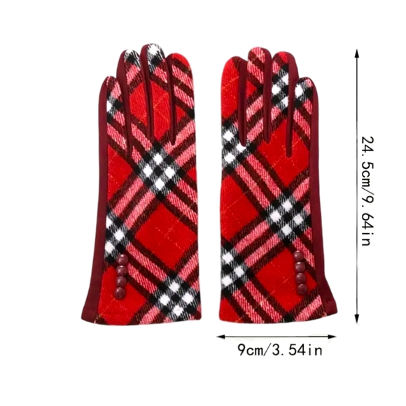 Women's British Plaid Touchscreen Thick Winter Warm Coldproof Gloves - Picture 4 of 4